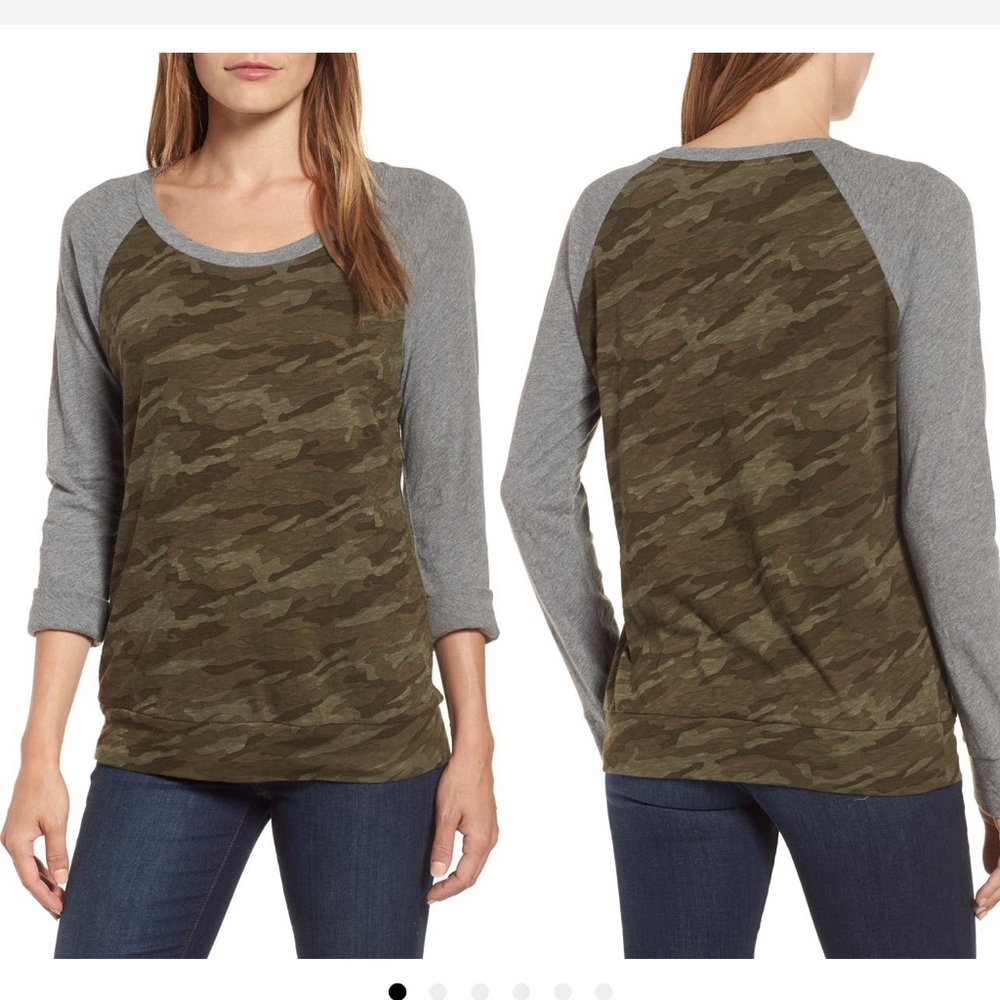 Caslon camo banded raglan tee